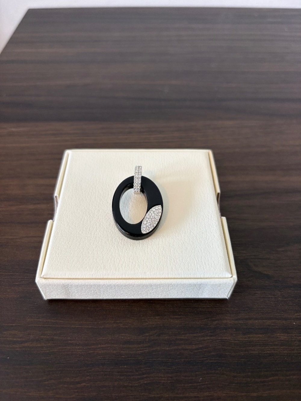 Swarovski Black Ceramic and Crystal Oval Pendant